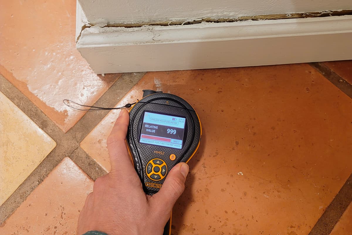 Licensed mold assessor evaluating indoor mold conditions in a Florida property